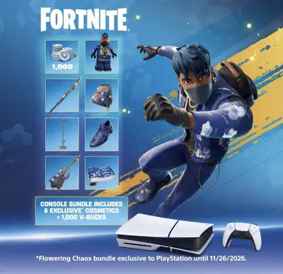8 exclusive PS5 Fortnite items and 1,000 V-Bucks to use in-game The Fortnite Flowering Chaos pack in...