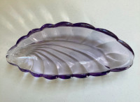 PRICE DROP! Vintage Purple Glass Leaf Celery Condiment Dish