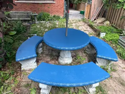 concrete patio set with seating. , View more
