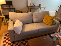 Light Grey Fabric 3-Seater Couch