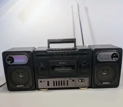 Vintage Sony CFS-1030 BOOMBOX Stereo Tape Player needs fix, View more