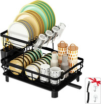 NEW Dish Drying Rack, Large Dish Drainer, Double Layer