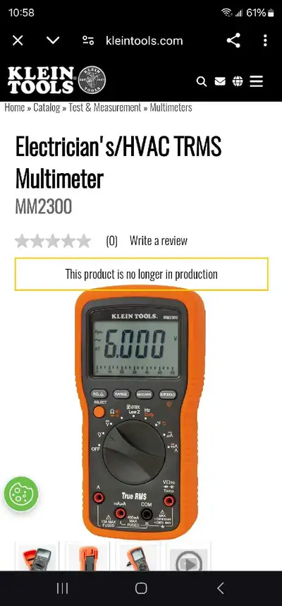 klein tools Electrician's/HVAC TRMS MultimeterMM2300, View more