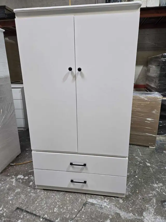 Modern 2-Door Wardrobe Armoire with 2 Drawers – Brown & White in Dressers & Wardrobes in City of Toronto - Image 2