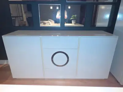Elegant Modern High-Gloss White Sideboard / Buffet Credenza, View more