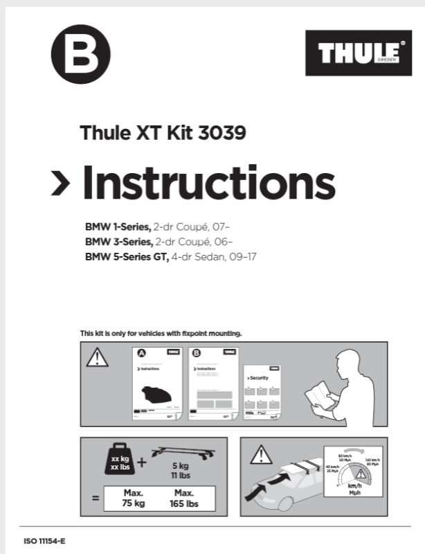 Thule fixed point 183039 Fit Kit (for car rack BMW 1, 3, 5 GT) in Other Parts & Accessories in Oakville / Halton Region