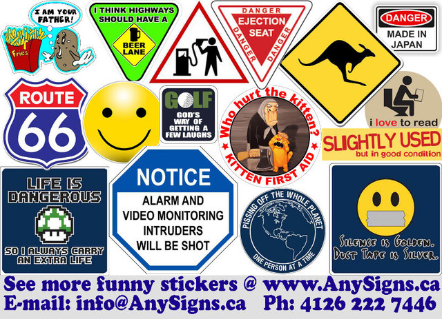 Funny Vinyl Stickers /Vinyl Decals for a window, vehicle, laptop in Hobbies & Crafts in Markham / York Region - Image 2