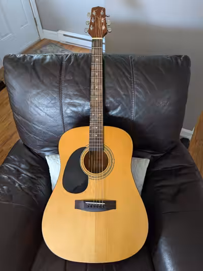 Great beginner lefty acoustic guitar. Brand new top end Dadario protection coated strings. Comes wit...