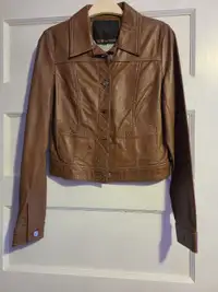 $60 GUESS Leather Jacket (Unlined, Soft brown leather)