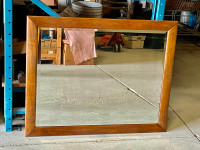 Antique OAK Framed Beveled Mirror