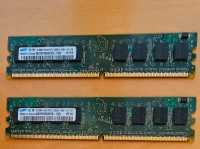 SAMSUNG — Two 512MB DDR2 SDRAM- 240UDIMM/667Mhz – Used ($30 each, View more