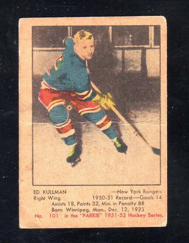 CARTE DE HOCKEY 1951-52 Parkhurst #101 Ed Kullman RECRUE in Arts & Collectibles in Thetford Mines - Image 2