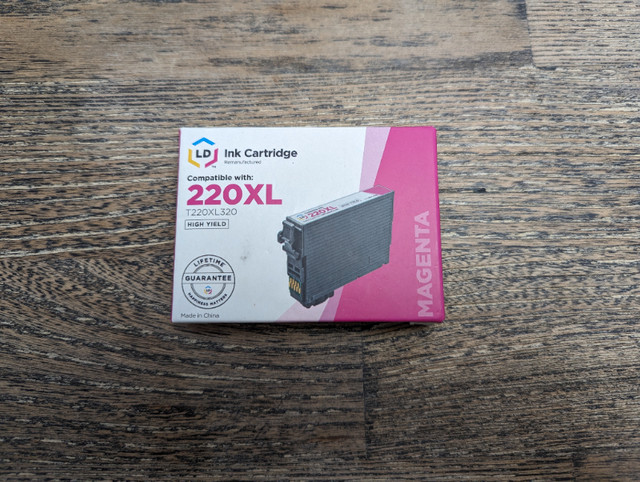 Epson 220XL Magenta Ink Remanufactured Cartridge Exp 10/2019 in Printers, Scanners & Fax in Gatineau
