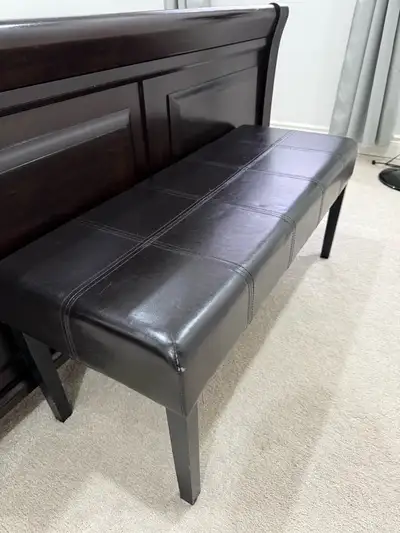 Black Leather Bench, View more
