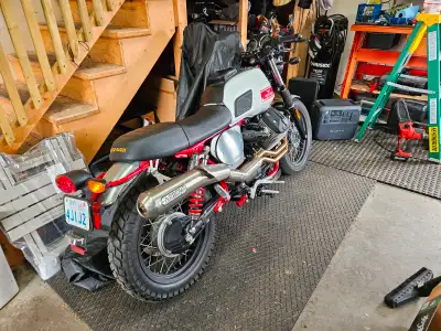 Moto Guzzi Stornello upgraded rear shocks, sump guard low kms. Stock Arrow exhaust