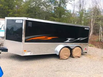 Excellent trailer for hauling motorcycle's or snow machine, about same hight as a SUV or pickup so l...