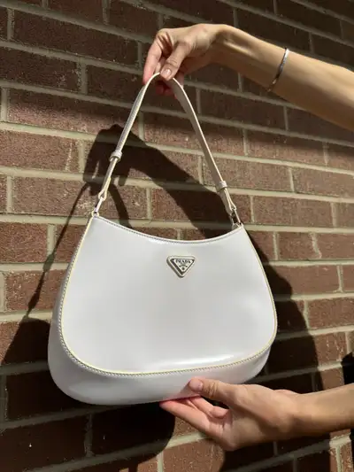 PRADA Leather Shoulder Bag Cleo Handbag Triangle LogoWhite, View more