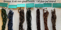 Beads bicone 6 x6mm glass beads