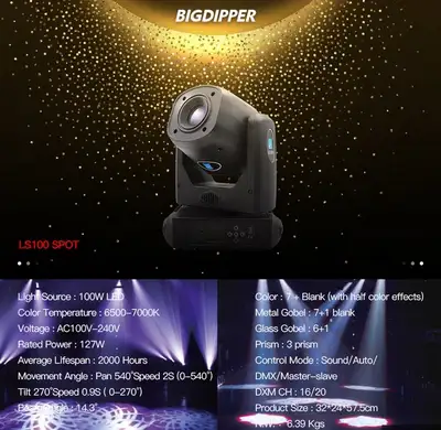 Moving Head LED Spot light LS100 - very powerful, View more