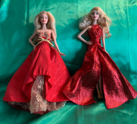 2 Mattel Holiday Barbie Dolls 2014 and 2017