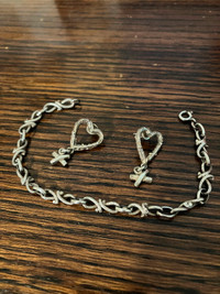 Silver bracelet with matching earrings