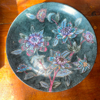 Enameled cloisonne style decorative plate -  9 inches