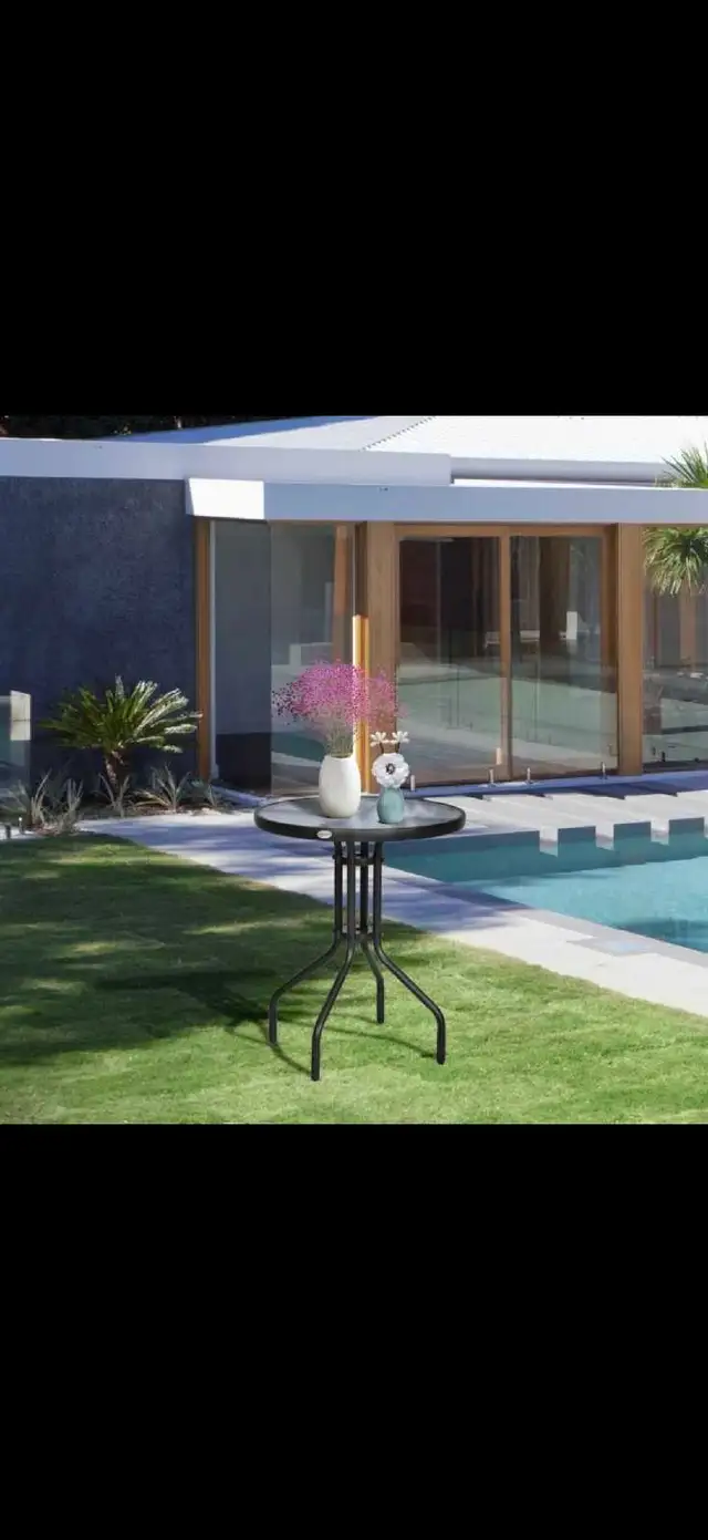 24"Patio Table Round Tempered Glass Top Outdoor Dining Steel Fra in Patio & Garden Furniture in Markham / York Region - Image 8