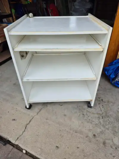 White computer desk with power bar, 32" x 27x 24, View more