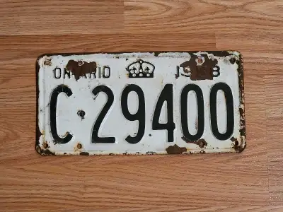 Expired Ontario License Plate 1958 C29400