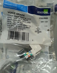 Leviton Voice Grade QuickPort Jack, 6P6C, White