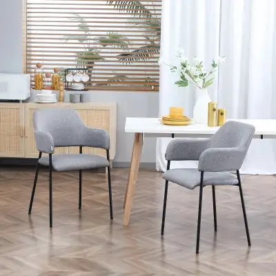Linen Touch Fabric Accent Chairs with Armrests, Kitchen Chairs w, View more