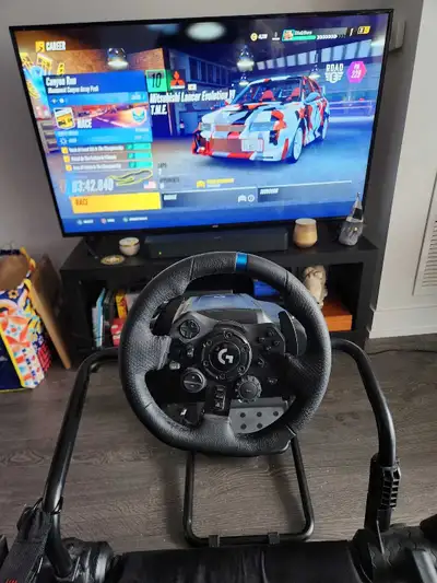 race cockpit, wheel, and pedals, View more