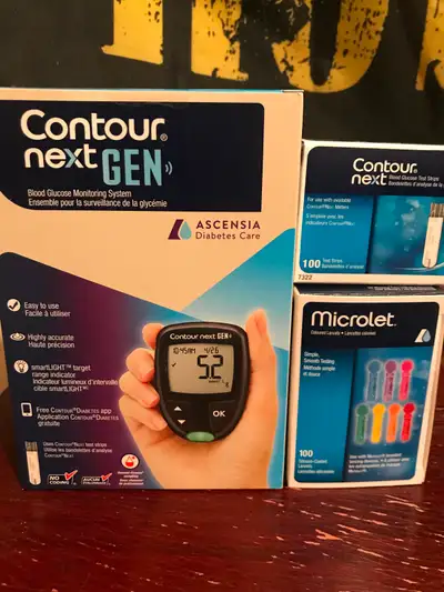 Contour next test strips and tester, View more
