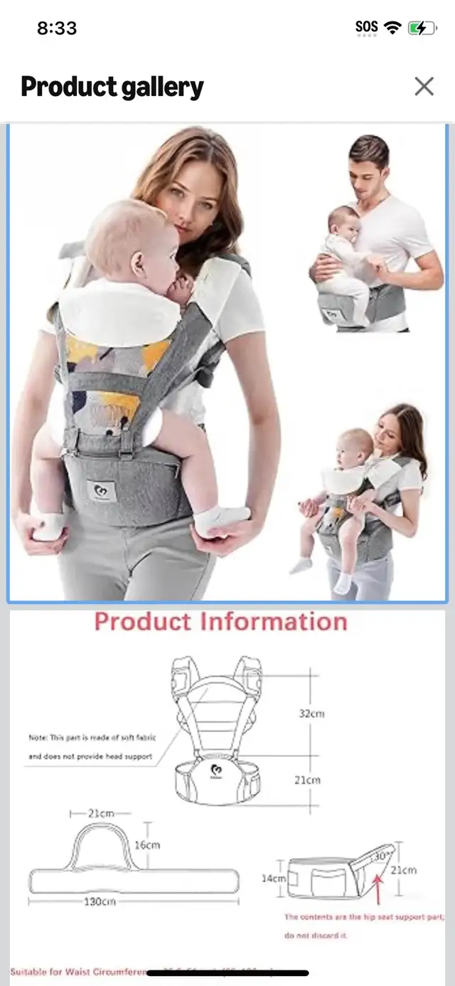 New-Bellababy Multifunction Baby Carrier Hip Seat in Strollers, Carriers & Car Seats in Mississauga / Peel Region - Image 5