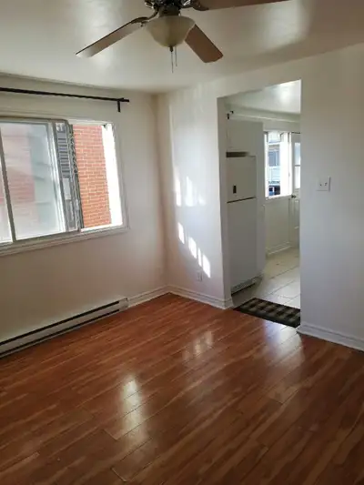 Au 1er etage avec balcon, comprend salon chambre fermée cuisine ouverte et salle de bain, frigidaire...