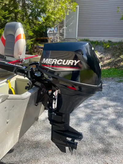 9.9 Mercury Four Stroke Short Shaft Outboard Motor. It is a 2020 Model with approximately 10 hours u...