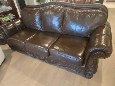 Classic Brown Leather Sofa, View more
