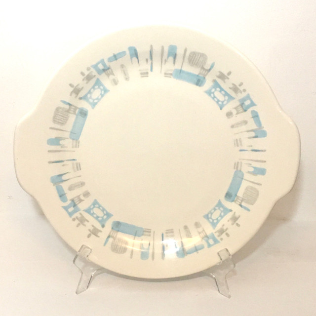 Vintage 50s Blue Heaven-pattern handled cake plate  in Kitchen & Dining Wares in City of Toronto