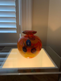 ORANGE AND YELLOW MILLEFIORI VESSEL