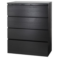 MALM4-drawer chest, black/brown,