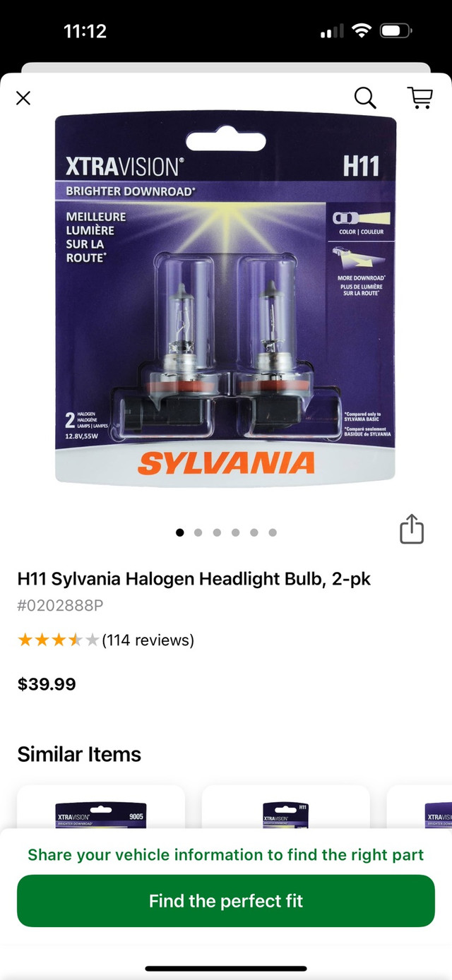 H11 Headlight Bulbs (Pair) UNUSED in Other Parts & Accessories in Mississauga / Peel Region