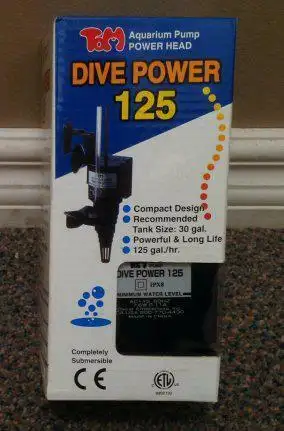 Dive power 125 Aquarium pump powerhead 125 gal/hour Compact design Seal motor completely submersible...