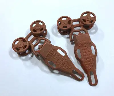 Antique barn sliding hardware for sale. The barn rollers/sliders have been cleaned and restored, wit...