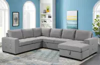 New U Shape Sectional with Pull Out Bed and Storage Chaise