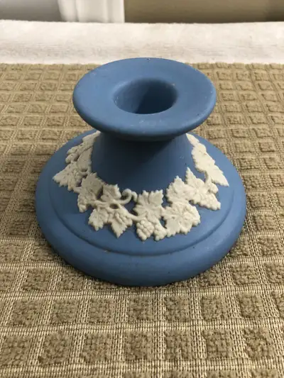 ECanada Art Pottery Jasperware Emery Blue White Candle Stick Hol, View more