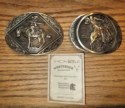 Award winning design buckles. 2 Charles Russell - Western Collection. Both #159 limited "Twisted Bro...