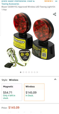 Wireless magnetic tow lights