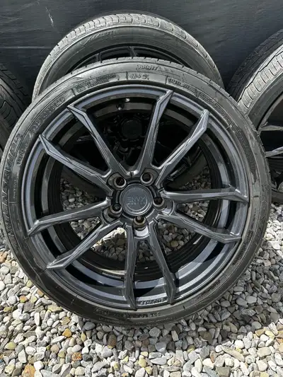 Wheel Specs: * Envy FF-1 Liquid Metal Alloy Wheels * 18” * 5x112 bolt pattern * +20 mm offset * Fits...