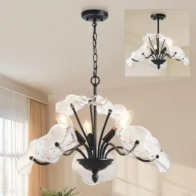 Vintage Flower Glass Pendant Light Fixture BNIB, View more