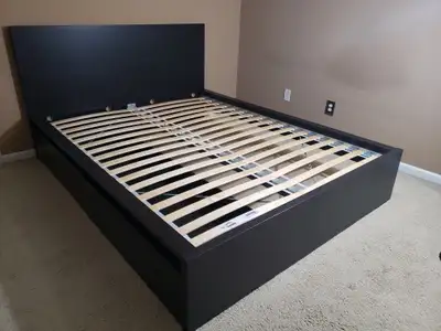 Queen Size Black Brown IKEA Malm Bed Frame + 2 Drawers, View more